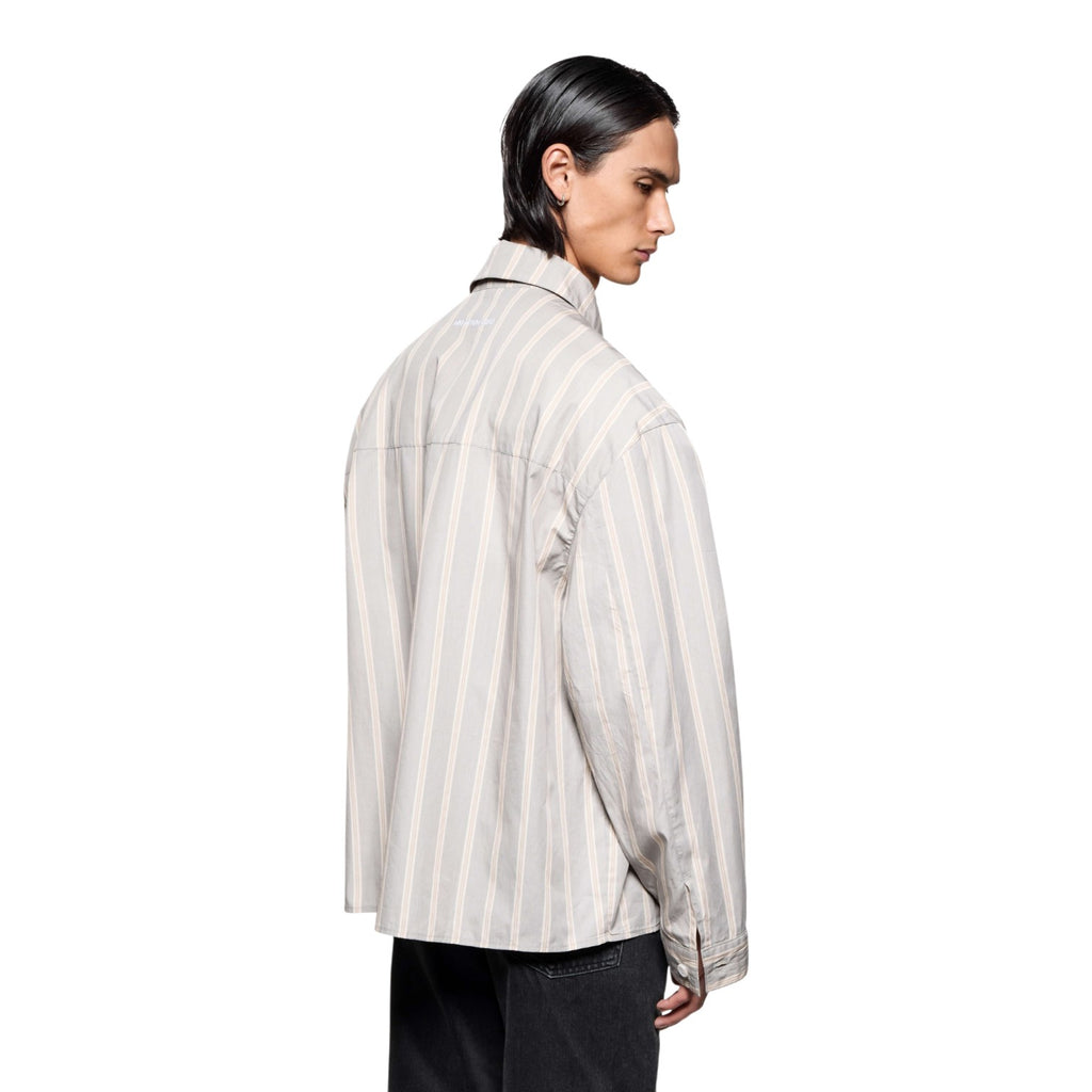 Poplin Stripe Box Dress Shirt Light Grey