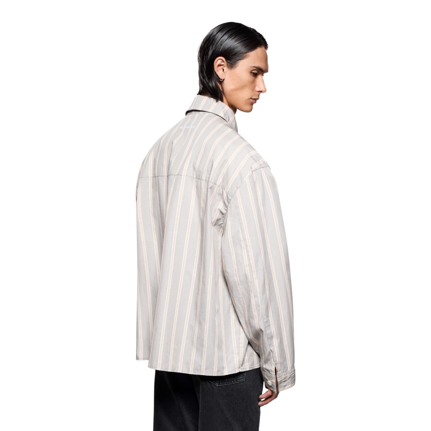 Poplin Stripe Box Dress Shirt Light Grey