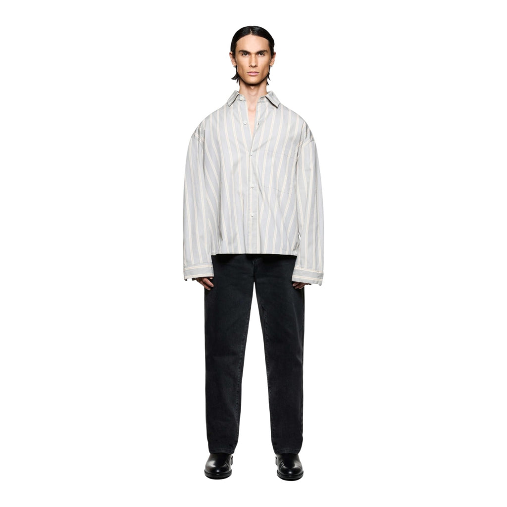 Poplin Stripe Box Dress Shirt Light Grey