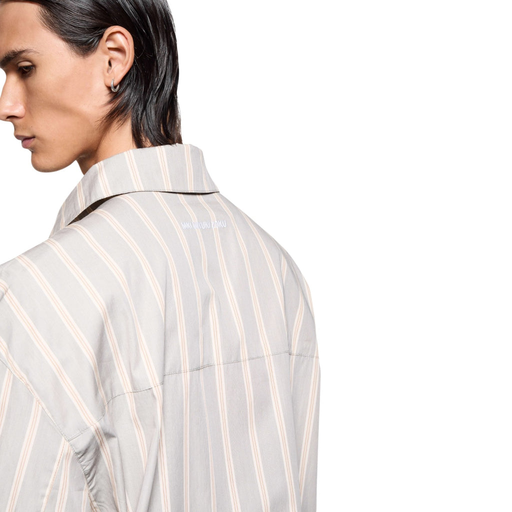 Poplin Stripe Box Dress Shirt Light Grey