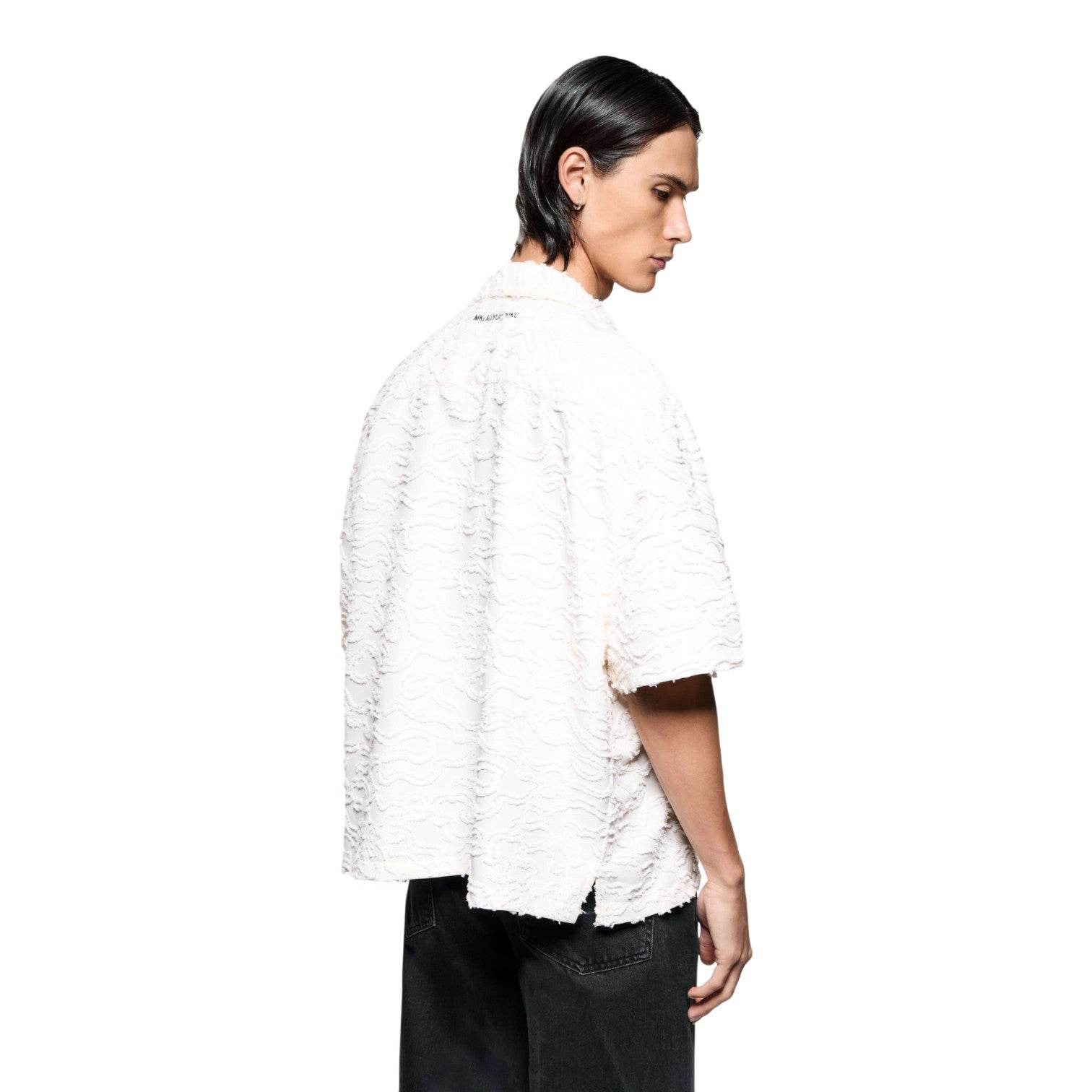 Jacquard Fringe Vacation Shirt White