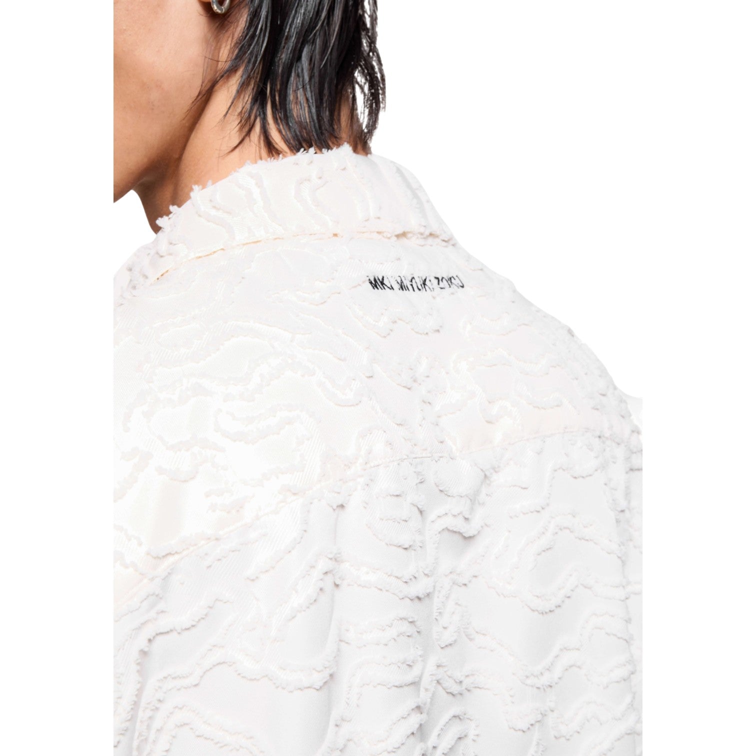 Jacquard Fringe Vacation Shirt White