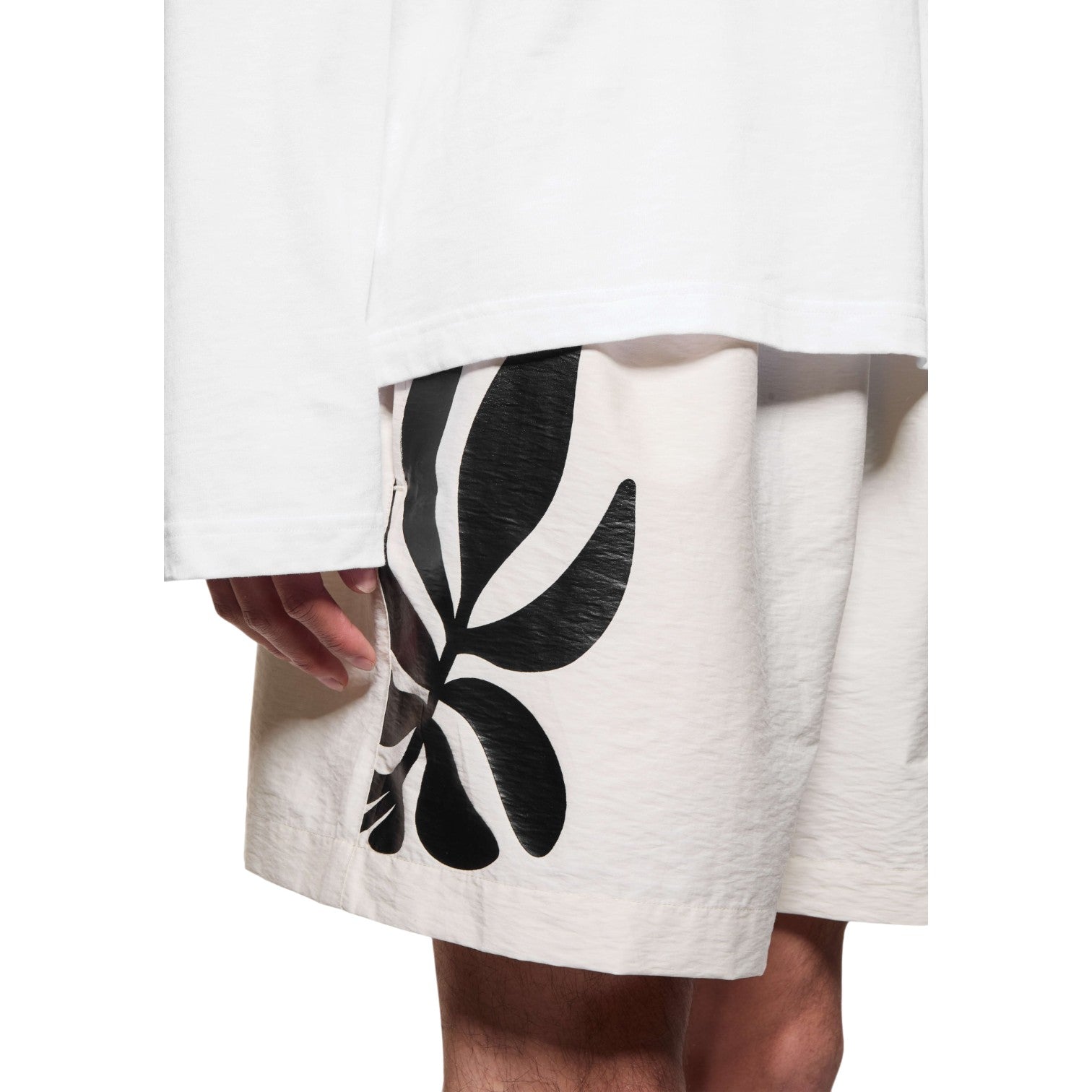 Botanical Print Wide Leg Shorts White