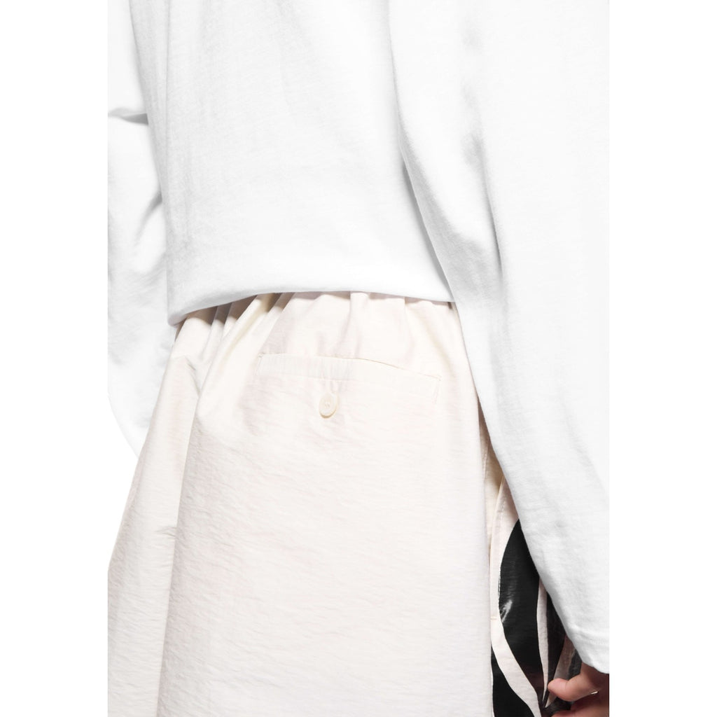 Botanical Print Wide Leg Shorts White