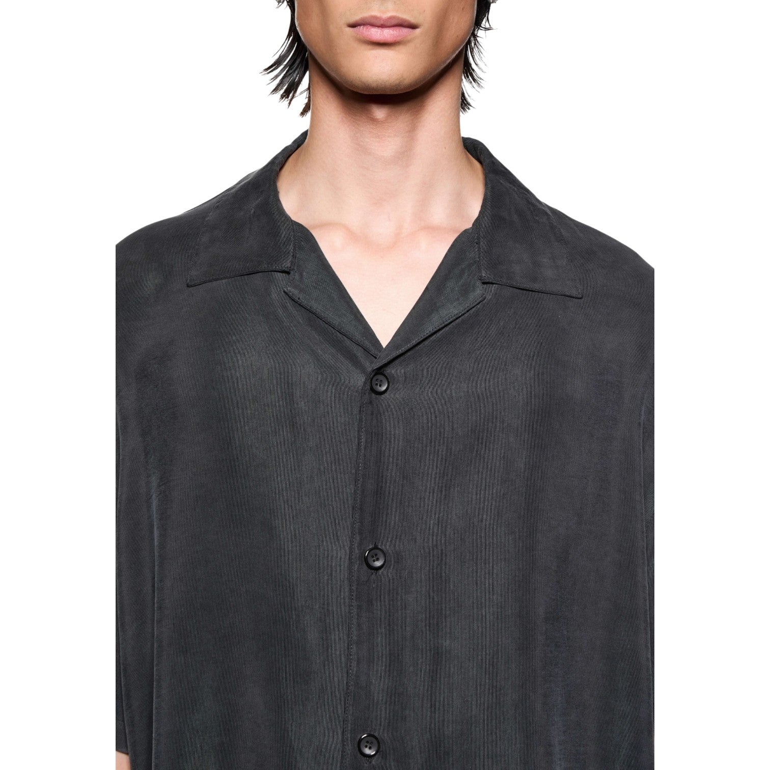 Ribbed Cupro Vacation Shirt Black