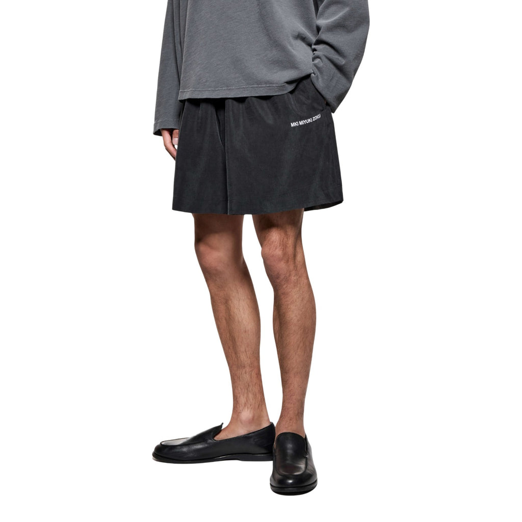 Ribbed Cupro Wide Leg Shorts Black
