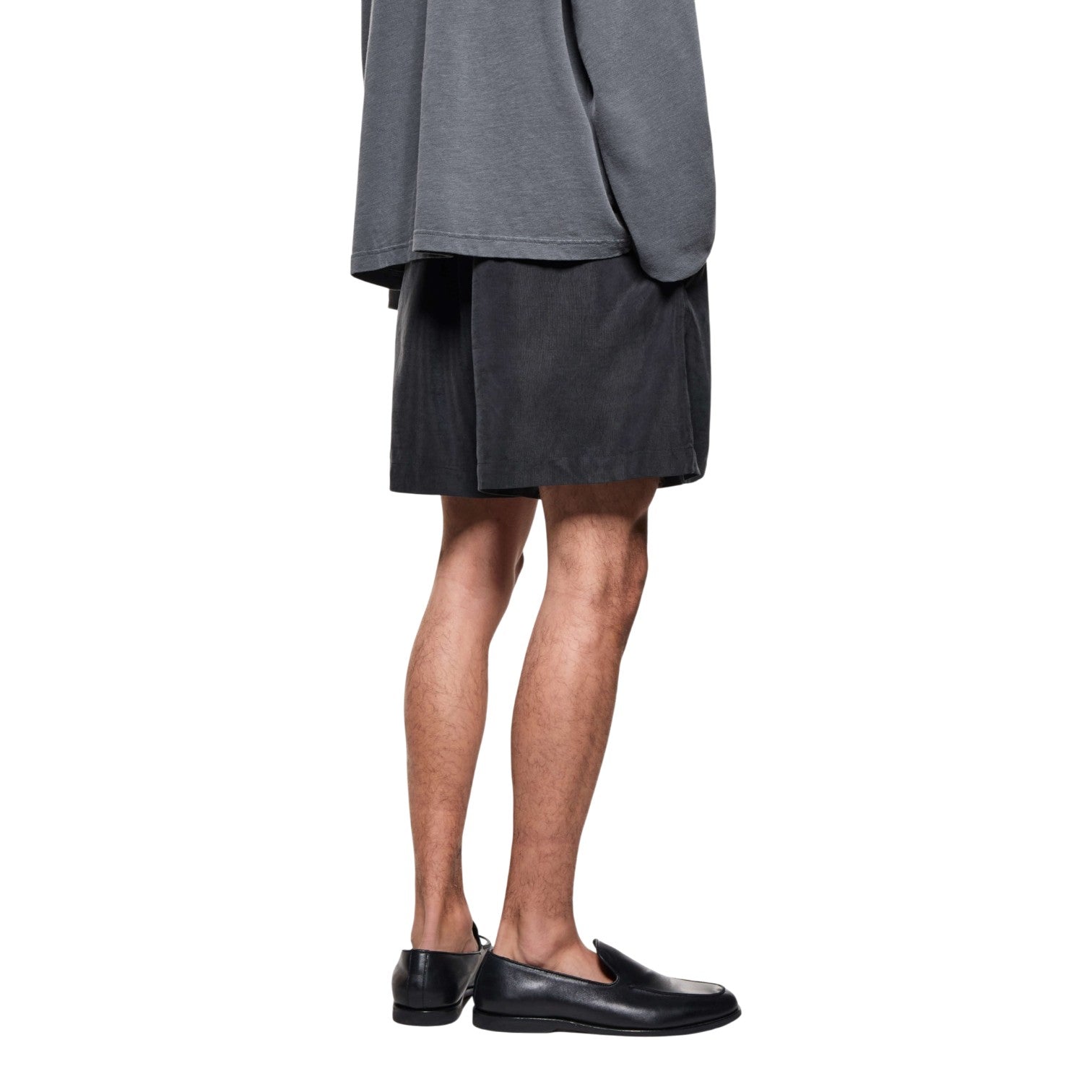 Ribbed Cupro Wide Leg Shorts Black