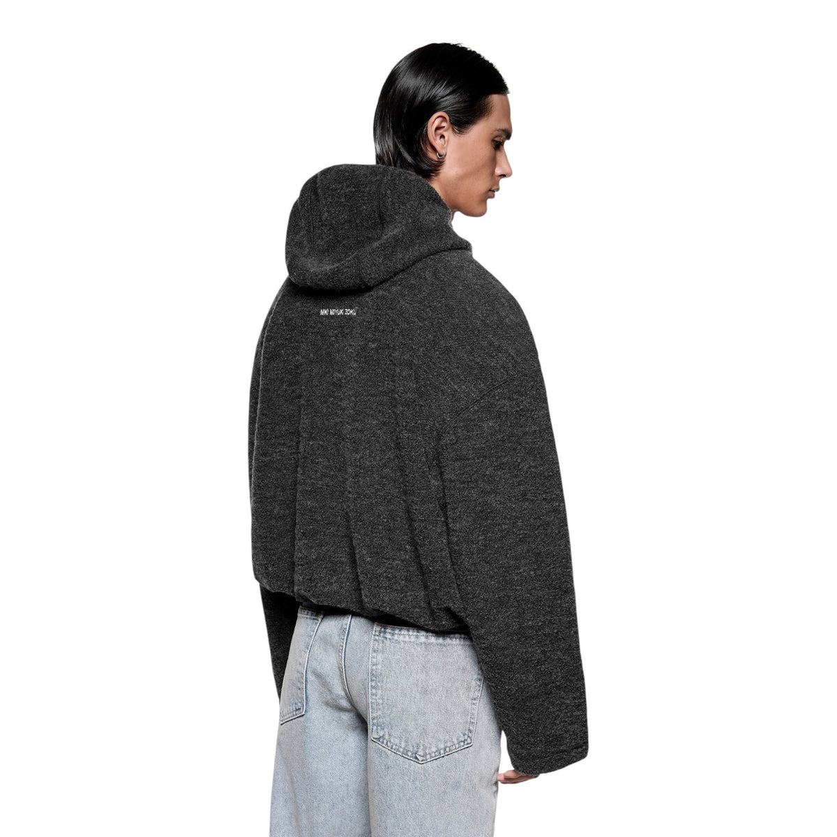 Boucle Zip Hoodie Charcoal Melange