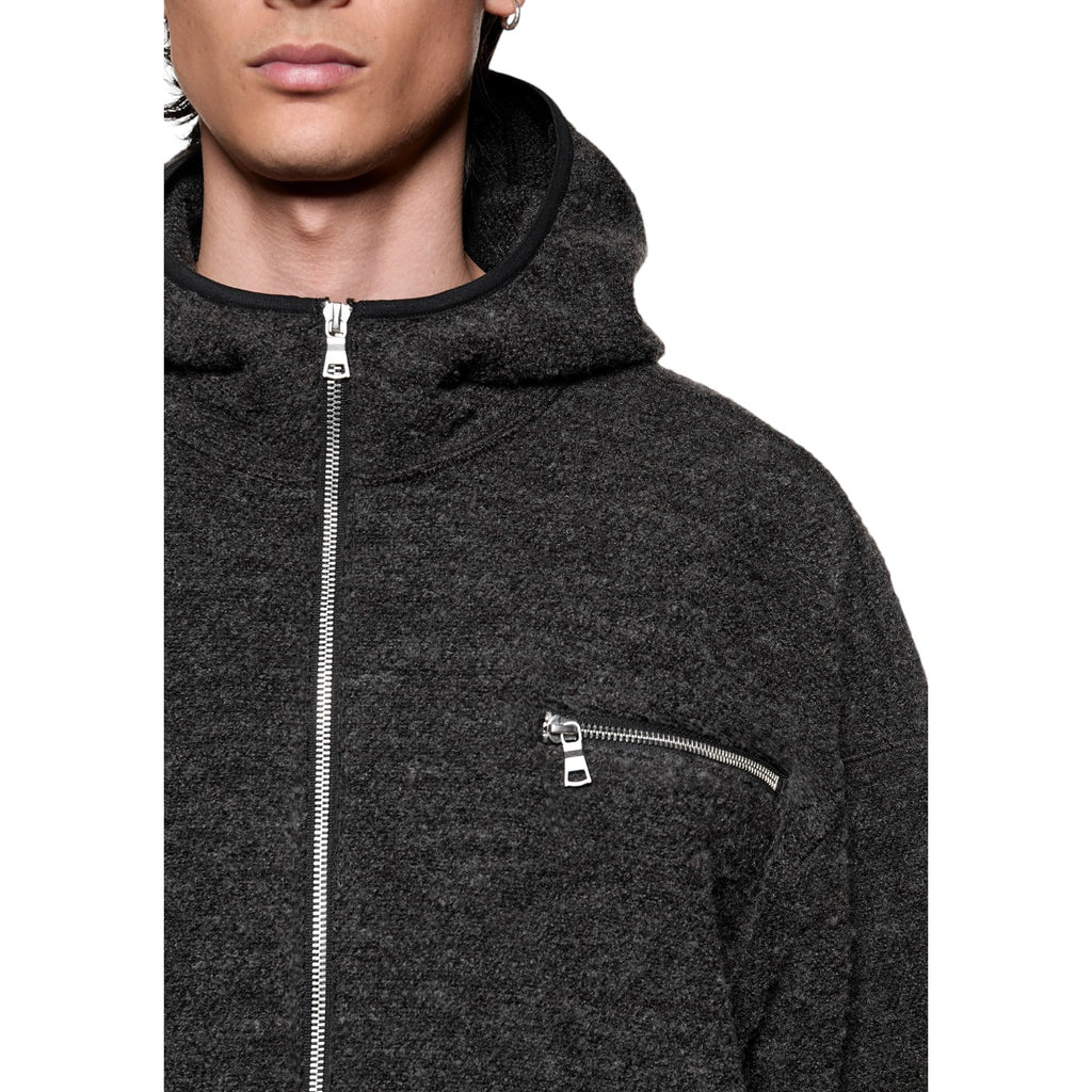 Boucle Zip Hoodie Charcoal Melange