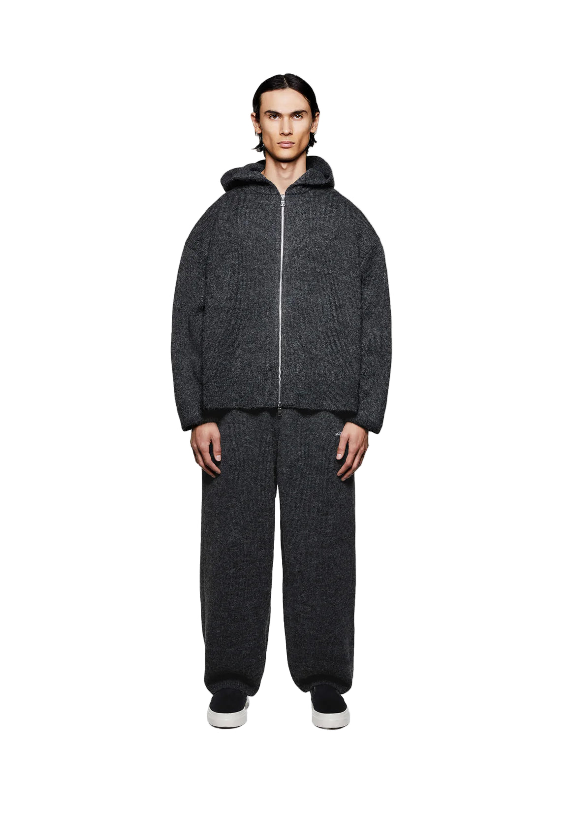 MOHAIR BLEND KNIT ZIP HOODY