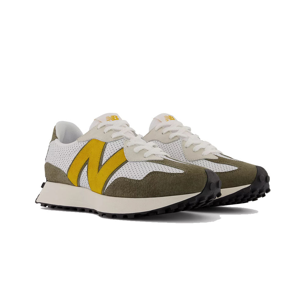 New Balance 327 White Yellow Olive