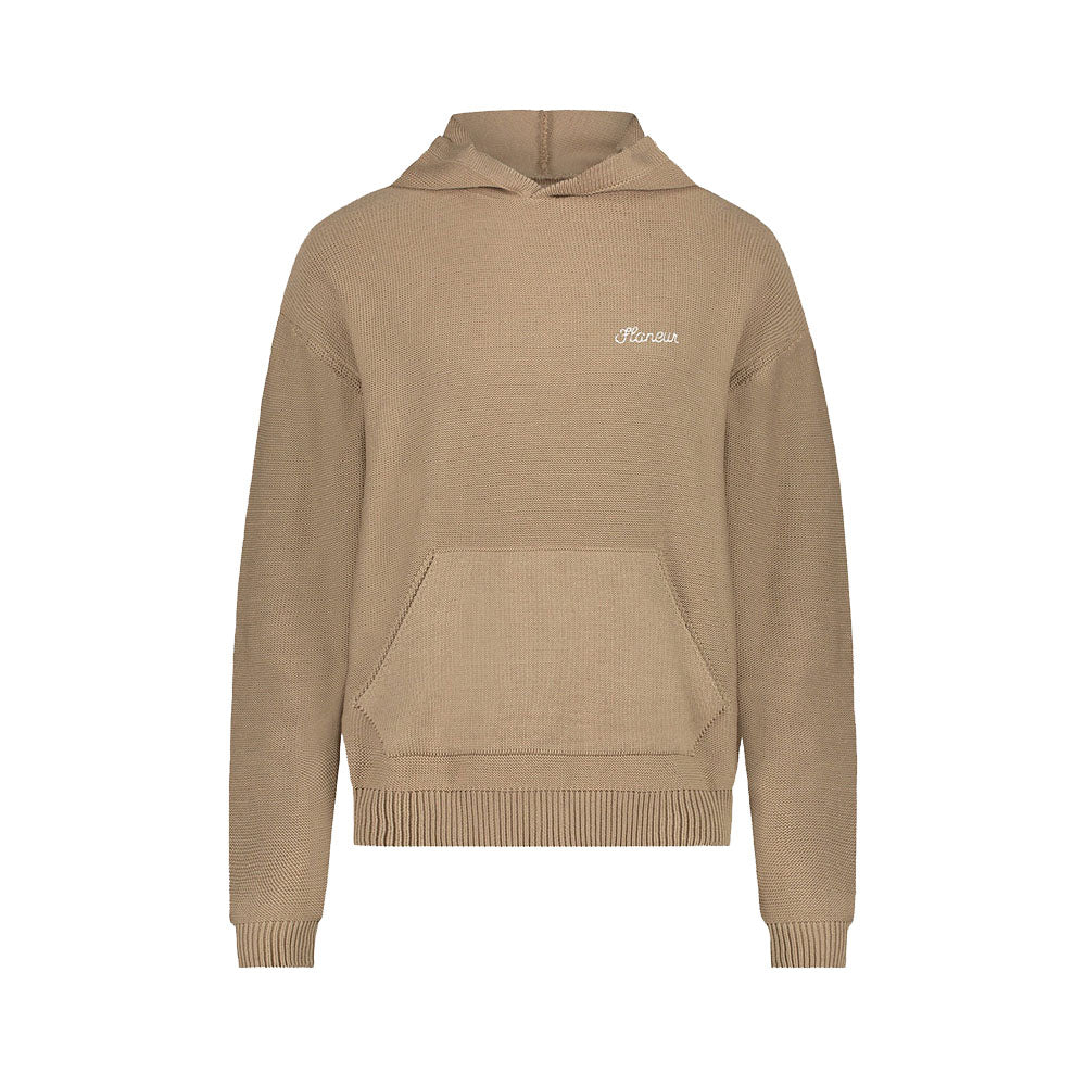 Knitted Hoodie In Brown