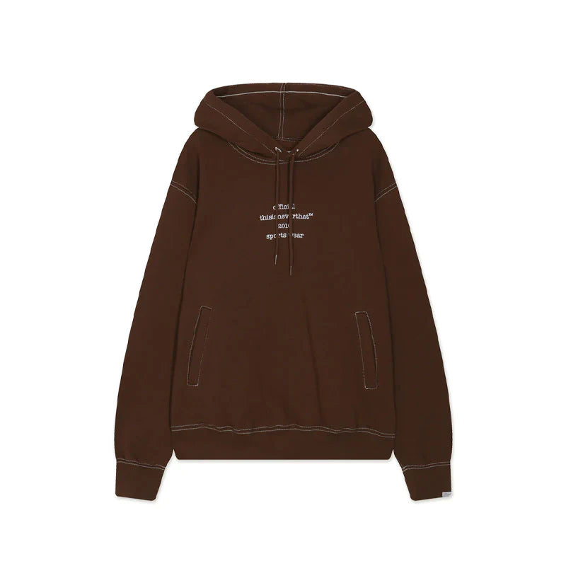 Contrast Stitch Hoodie Brown