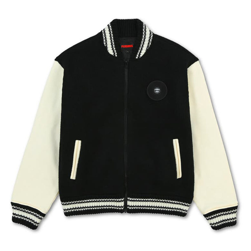 SMOKE KNITTED VARSITY JACKET