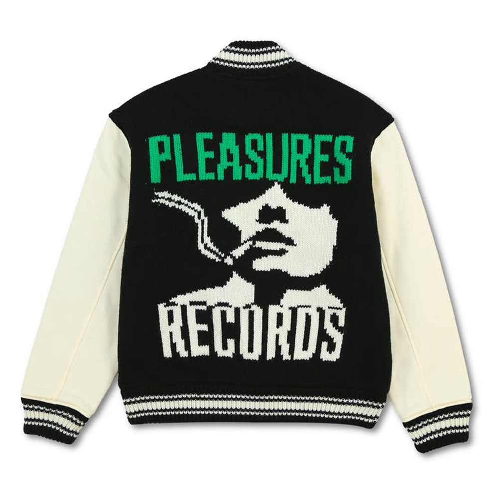 SMOKE KNITTED VARSITY JACKET