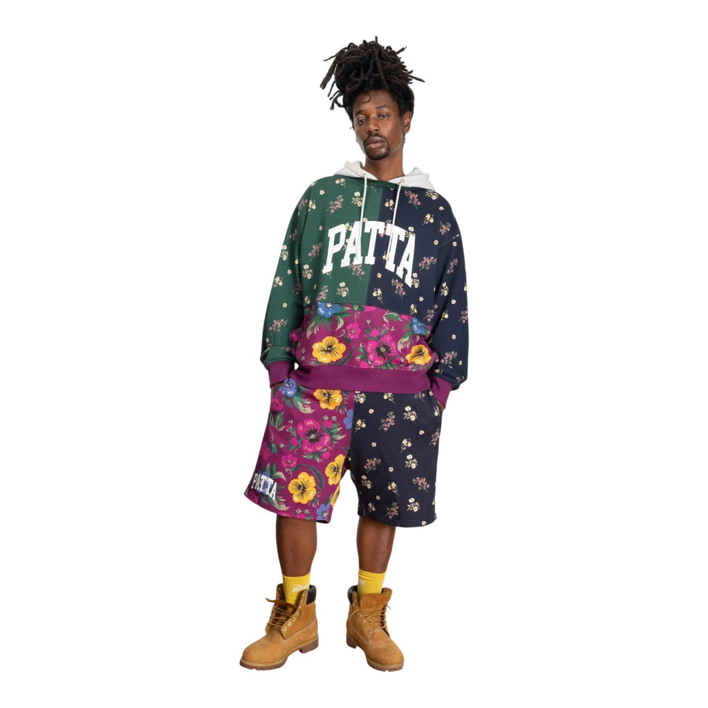 Floral Patchwork Shorts Red