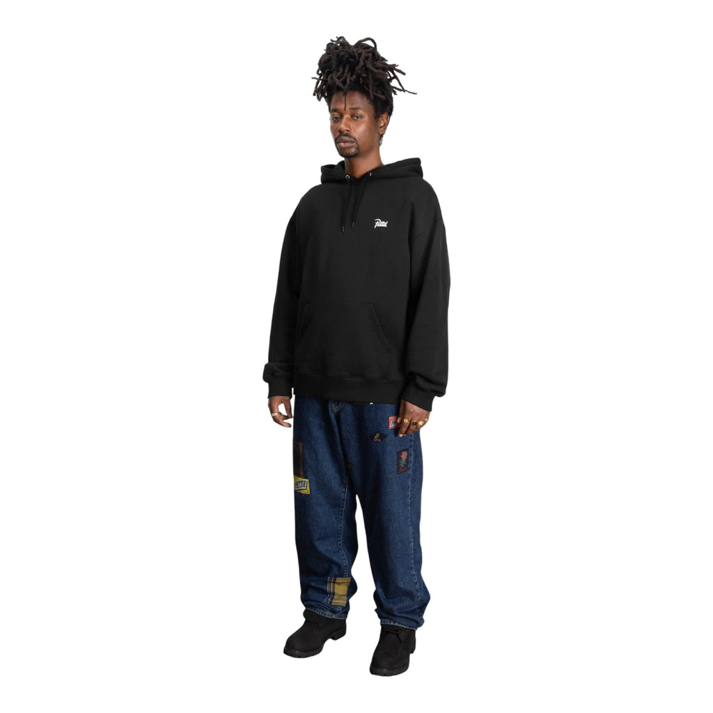 Embroidered Fire Panther Hooded Sweater Black