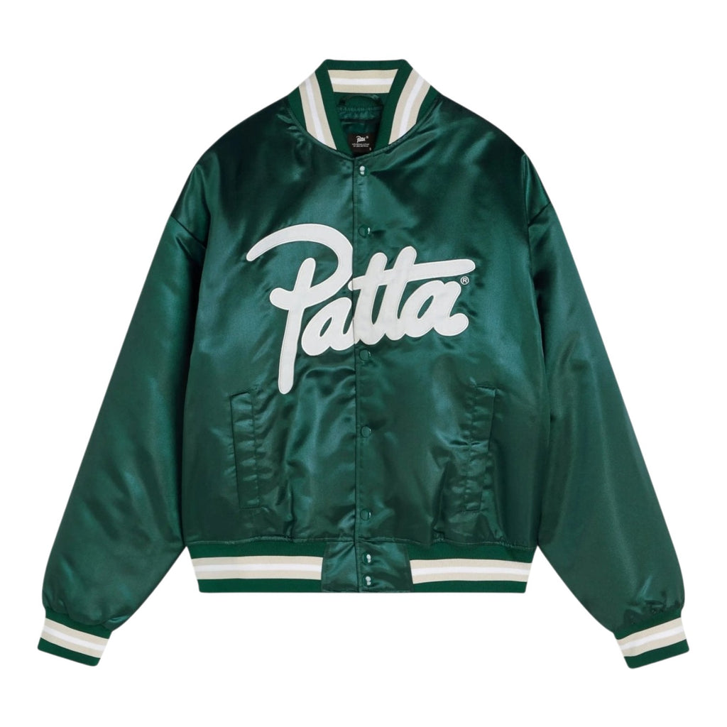 Script  ogo Satin Varsity Jacket Green