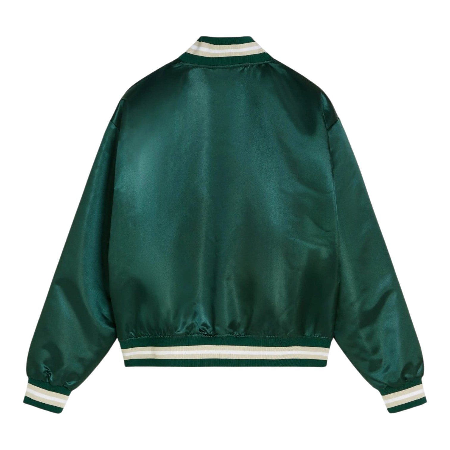 Script ogo Satin Varsity Jacket Green – Black Box
