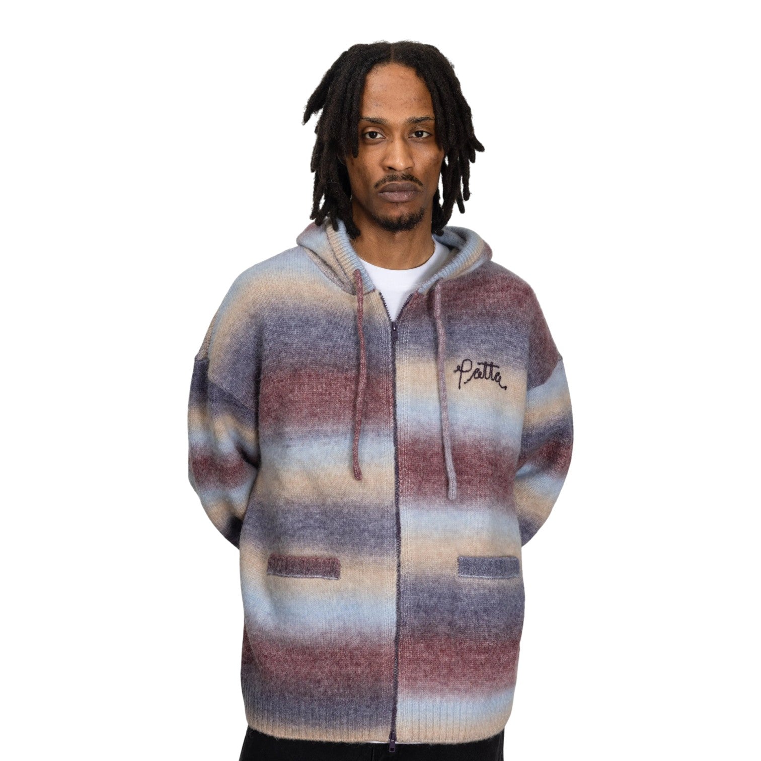 Space Dye Knitted Hooded Sweater Mu ti