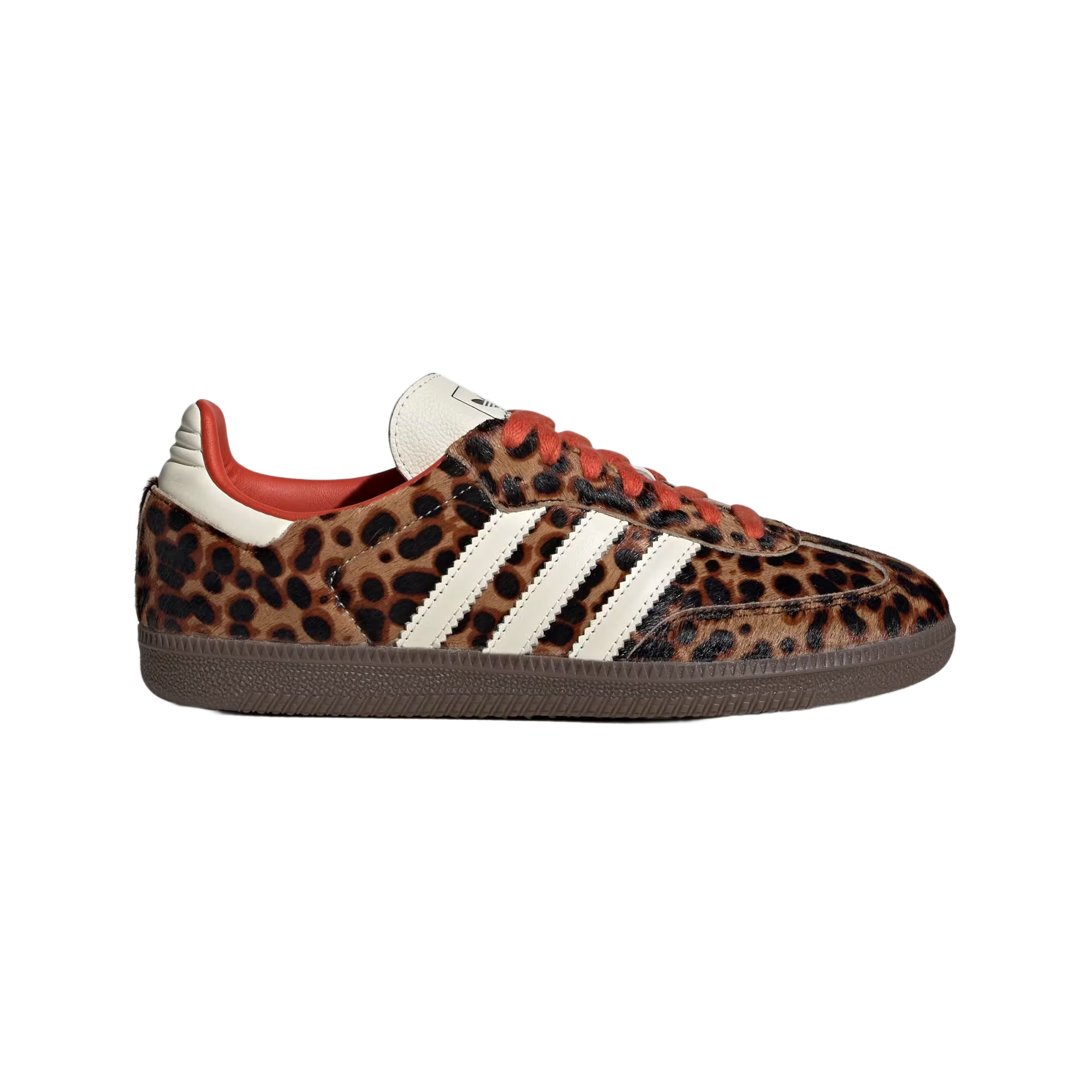 Adidas Samba Og Preloved Red Leopard sneaker featuring a red leopard print design.