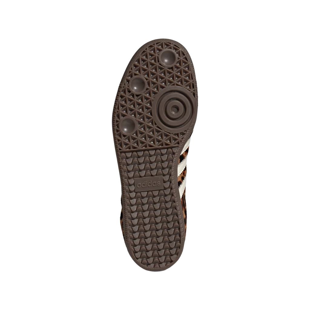 Adidas Samba Og Preloved Red Leopard shoe outsole showing unique rubber traction design.