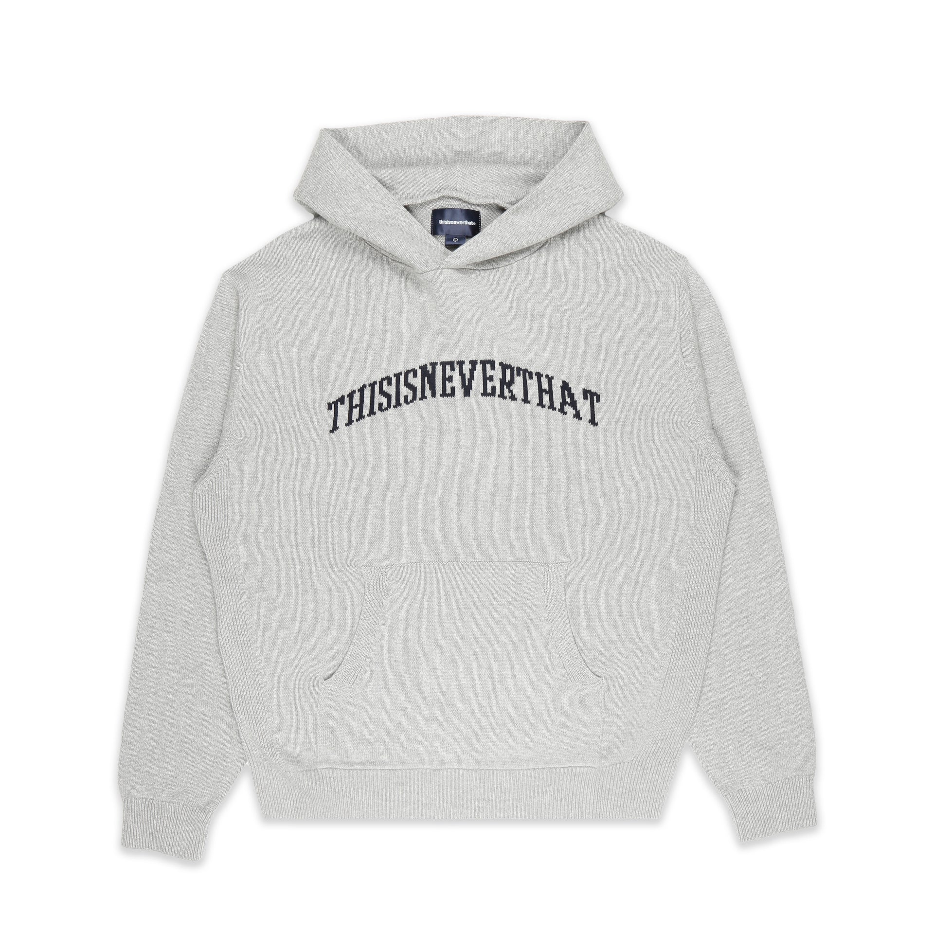 Arch-Logo Knit Hoodie Grey