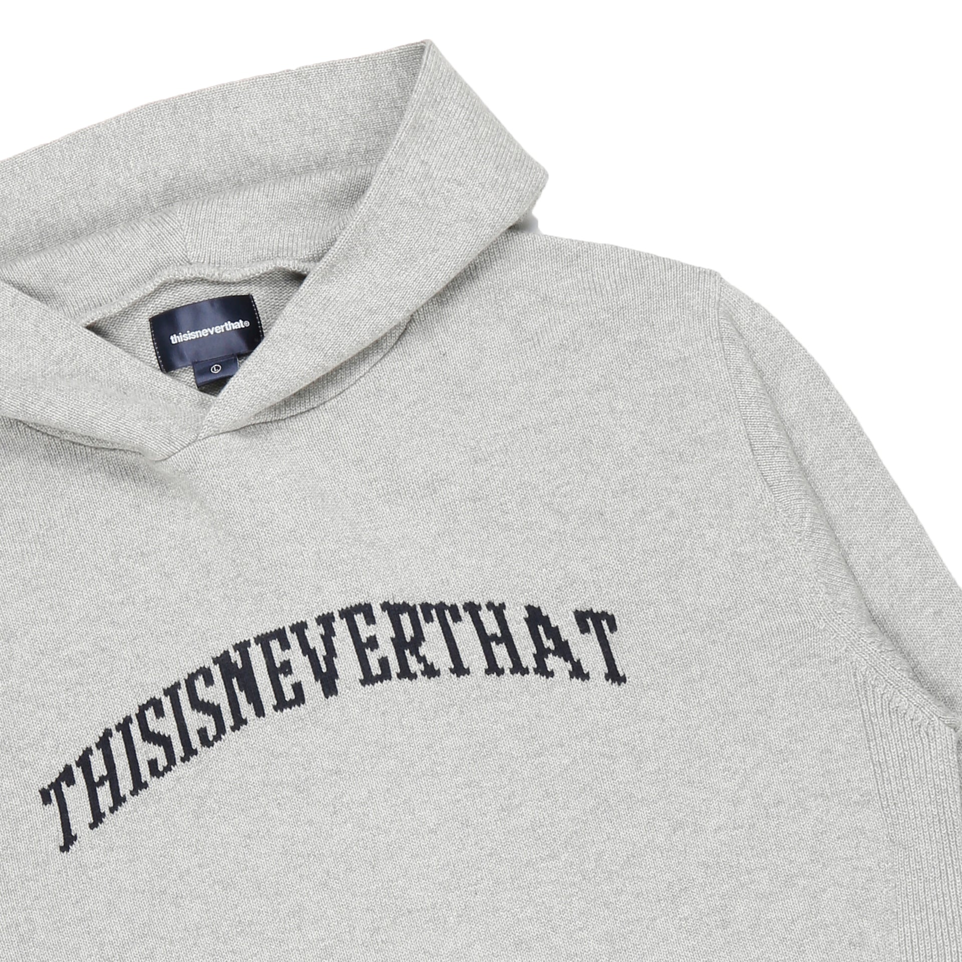 Arch-Logo Knit Hoodie Grey