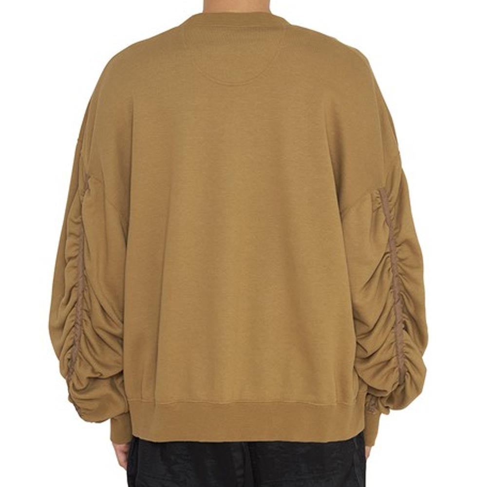 Knitted Top Gathered S eeves Man's Sweatshirt Sand
