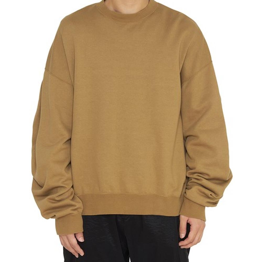 Knitted Top Gathered S eeves Man's Sweatshirt Sand