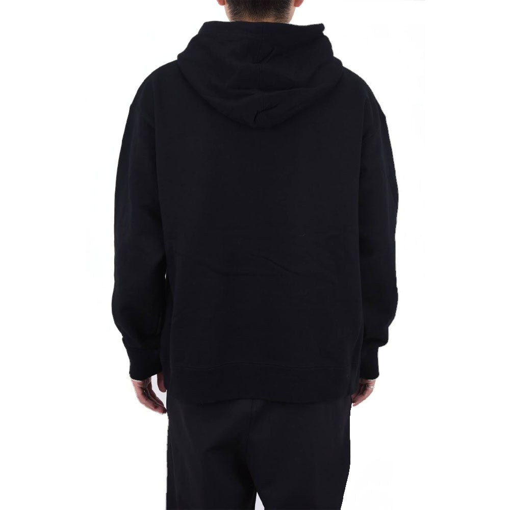 Knitted Logo Printed Man's Hoodie Black