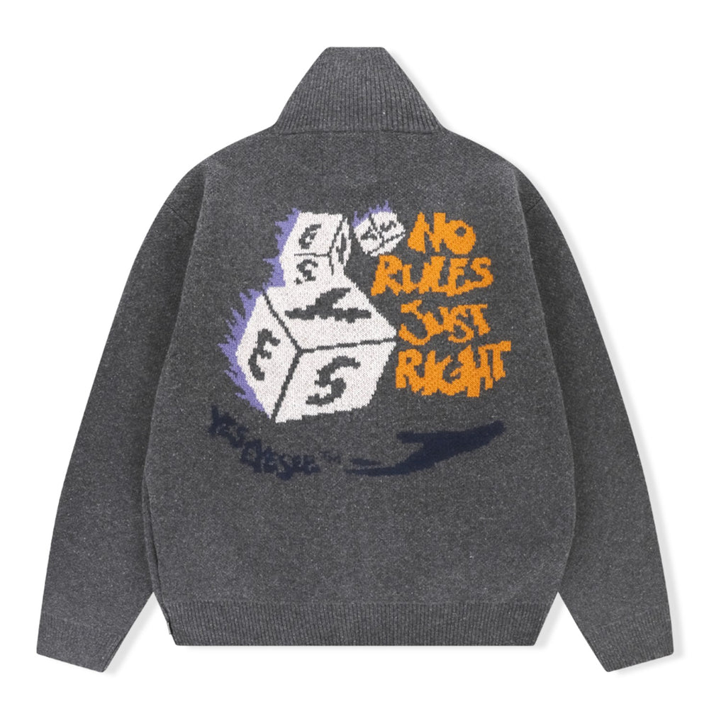 Y.e.s Dice Full Zipup Knit Cardigan