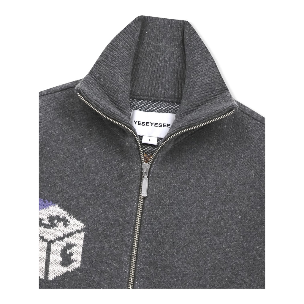 Y.e.s Dice Full Zipup Knit Cardigan