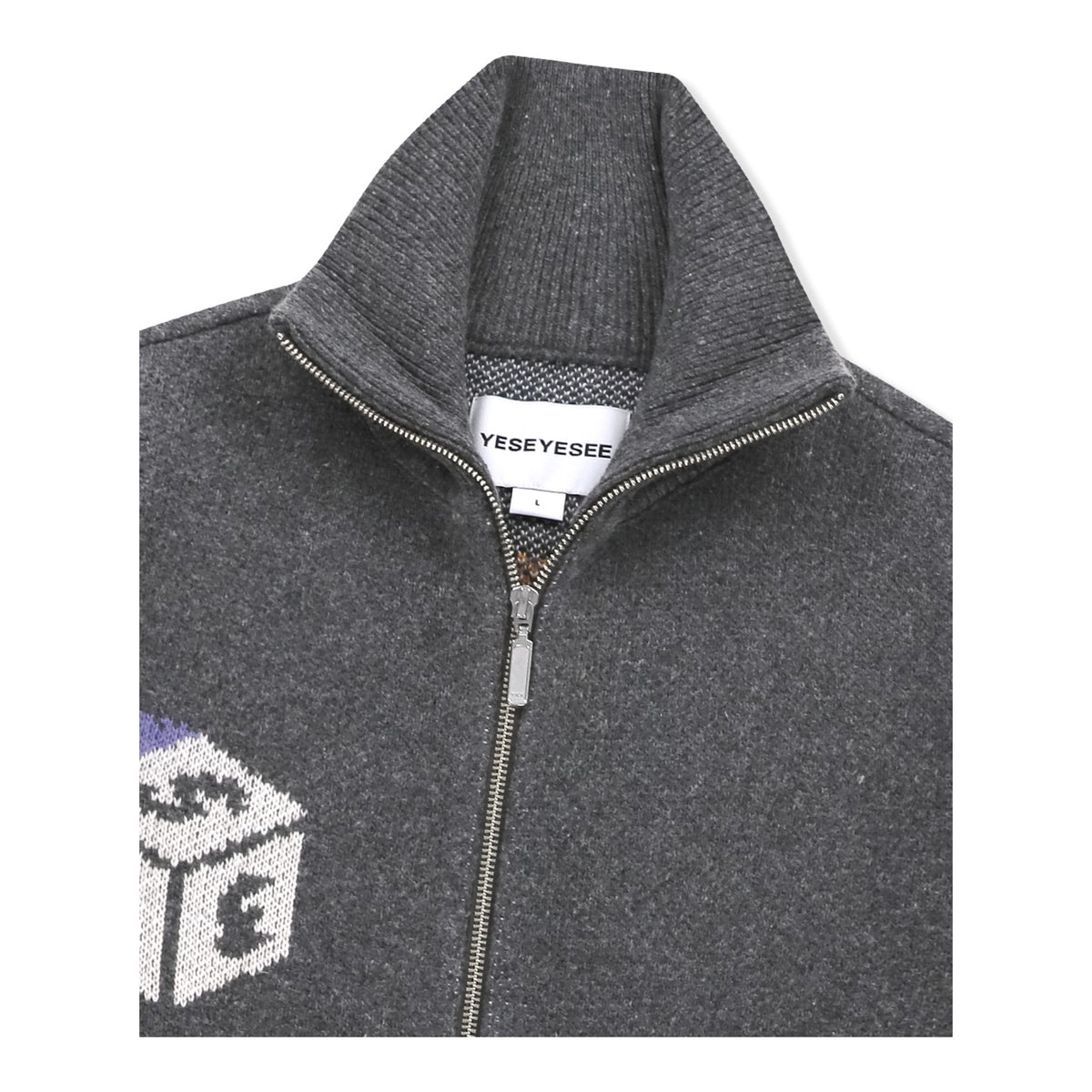 Y.e.s Dice Full Zipup Knit Cardigan