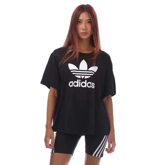 Adicolor Trefoil Boxy T-Shirt (Plus Size) in Black