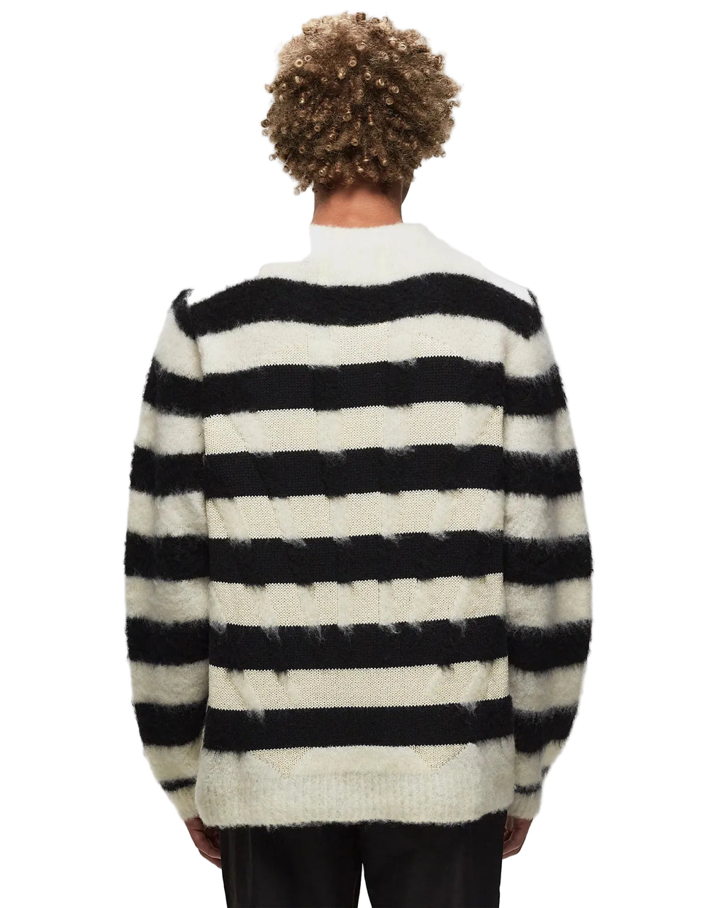 Double up crew knit black/white stripe