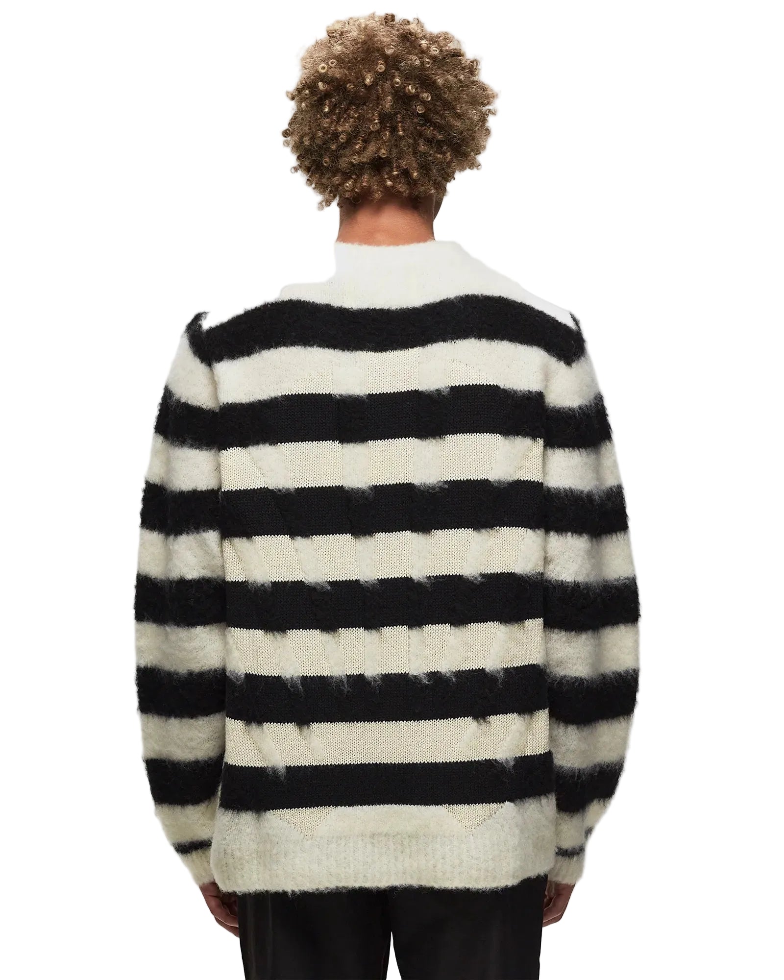 Double up crew knit black/white stripe