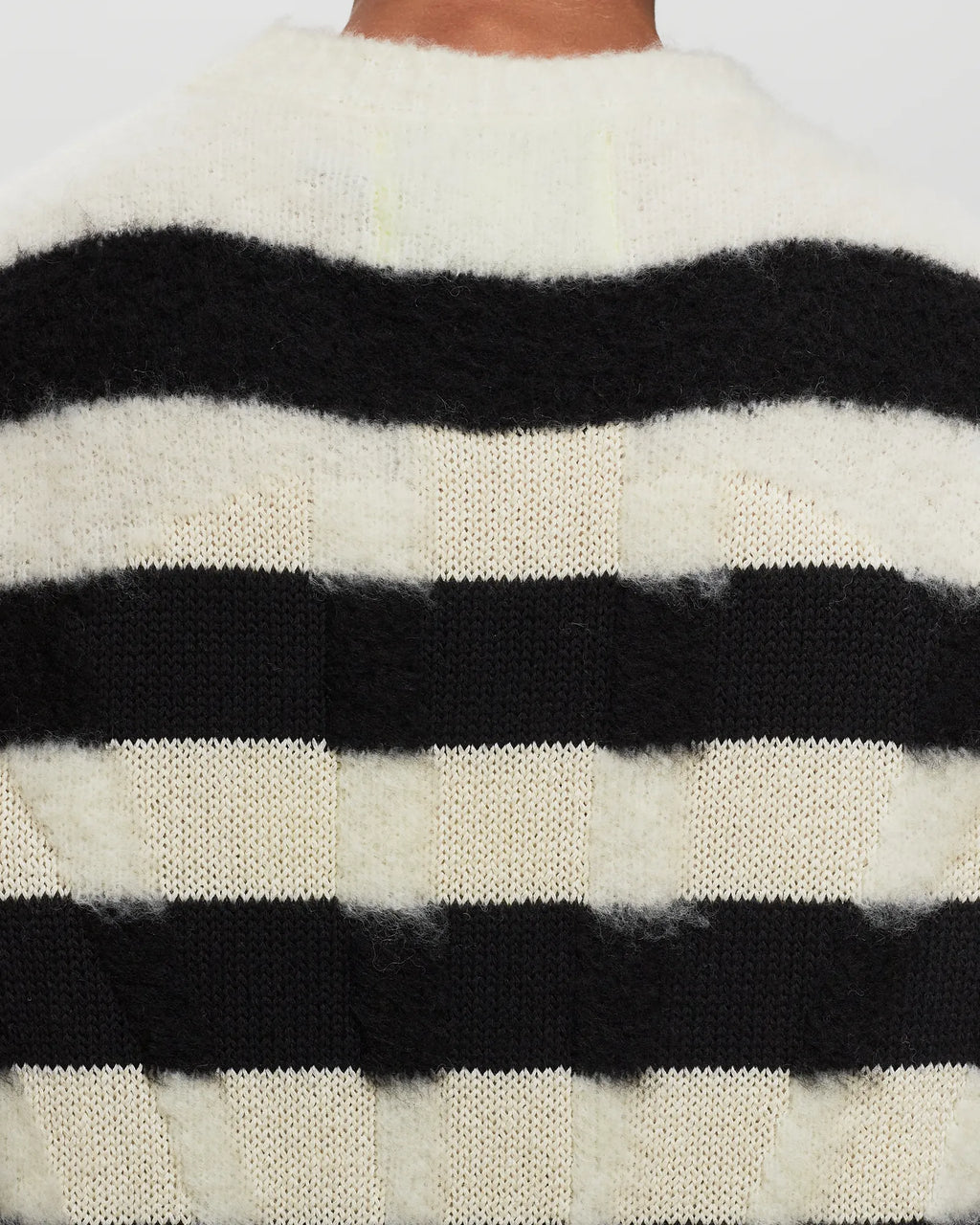 Double up crew knit black/white stripe