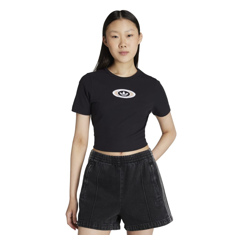 Cut Out Rib Tshirt Black