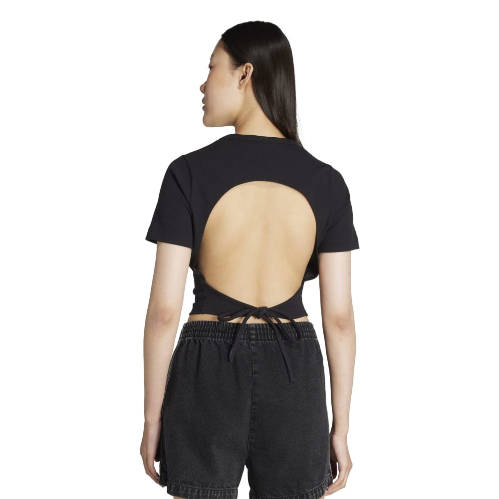 Cut Out Rib Tshirt Black