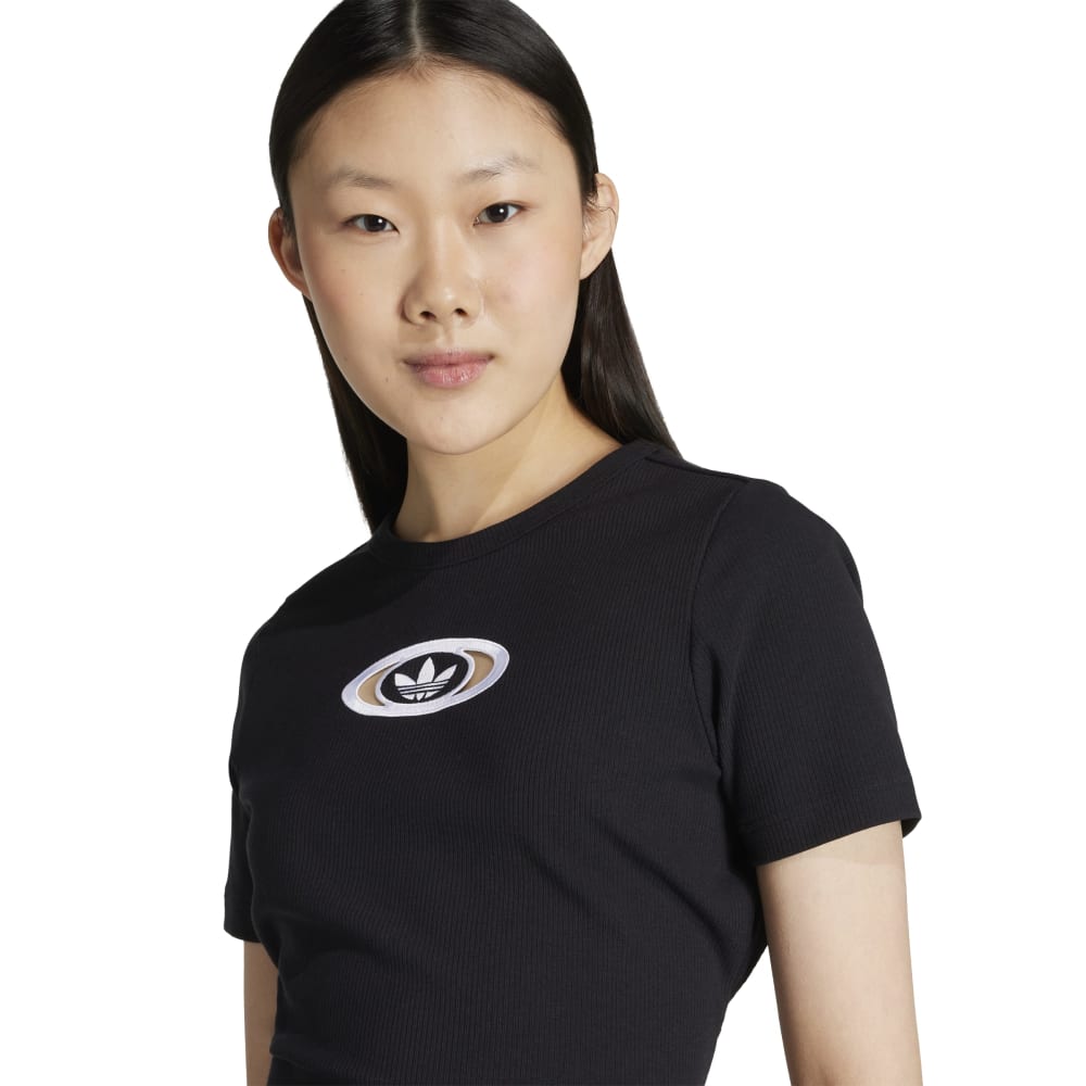 Cut Out Rib Tshirt Black