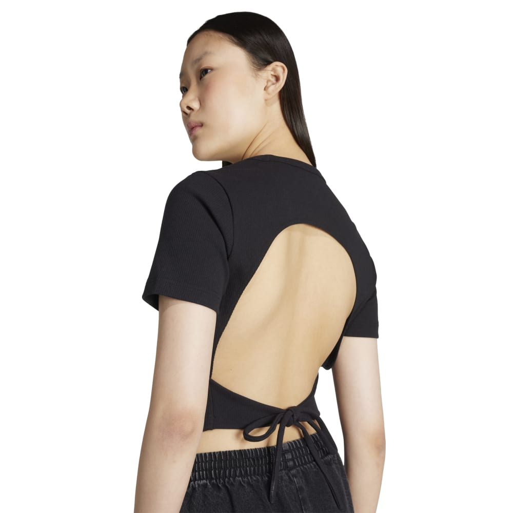 Cut Out Rib Tshirt Black