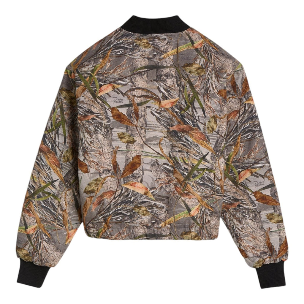 Nature Print Reversible Canvas Bomber Jacket