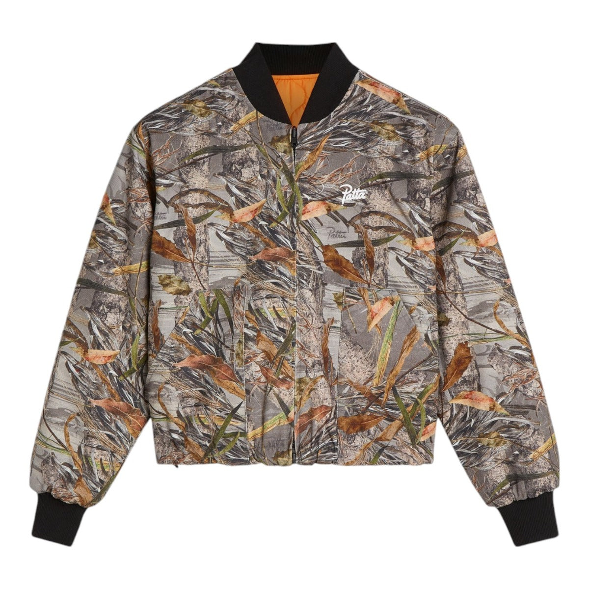 Nature Print Reversible Canvas Bomber Jacket