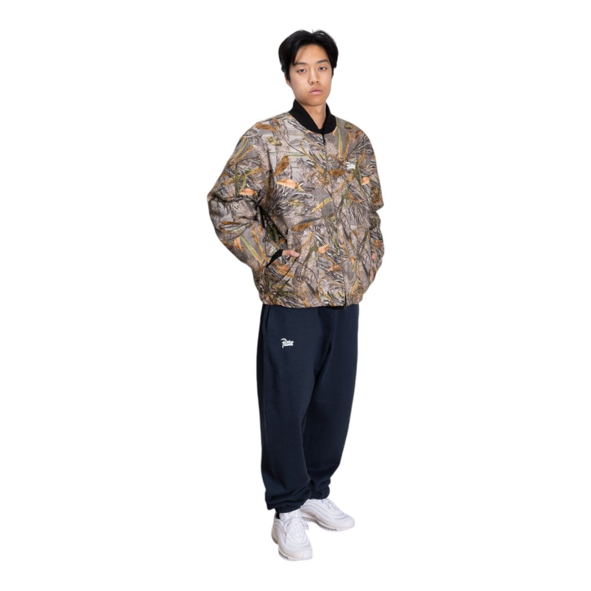 Nature Print Reversible Canvas Bomber Jacket