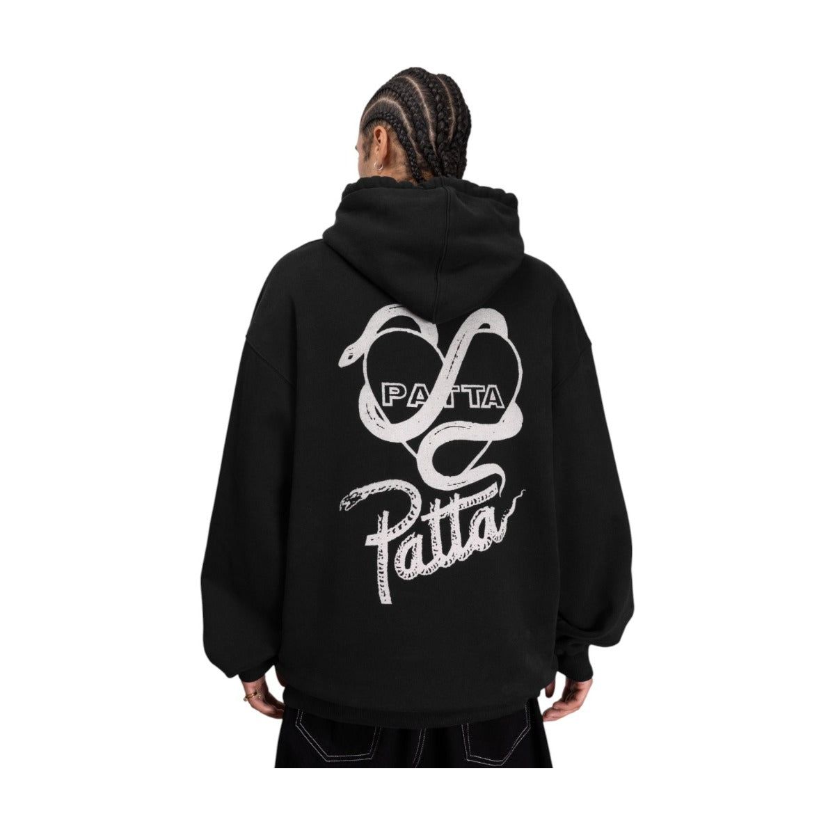 Snake Heart Boxy Hooded Sweater Black