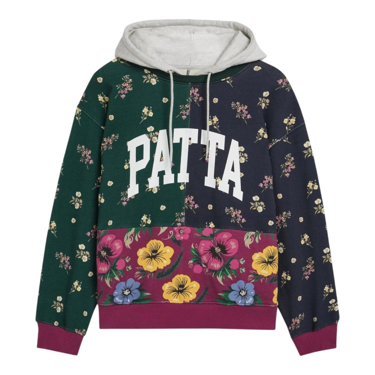 Floral Patchwork Hooded Sweater Multi