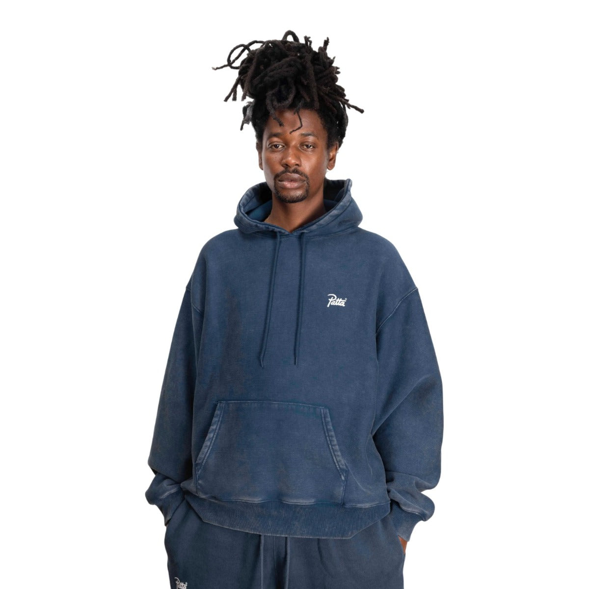 Classic Acid Washed Hooded Sweater Blue