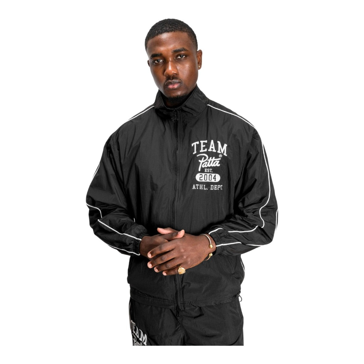 Athletic Nylon Track Jacket Black