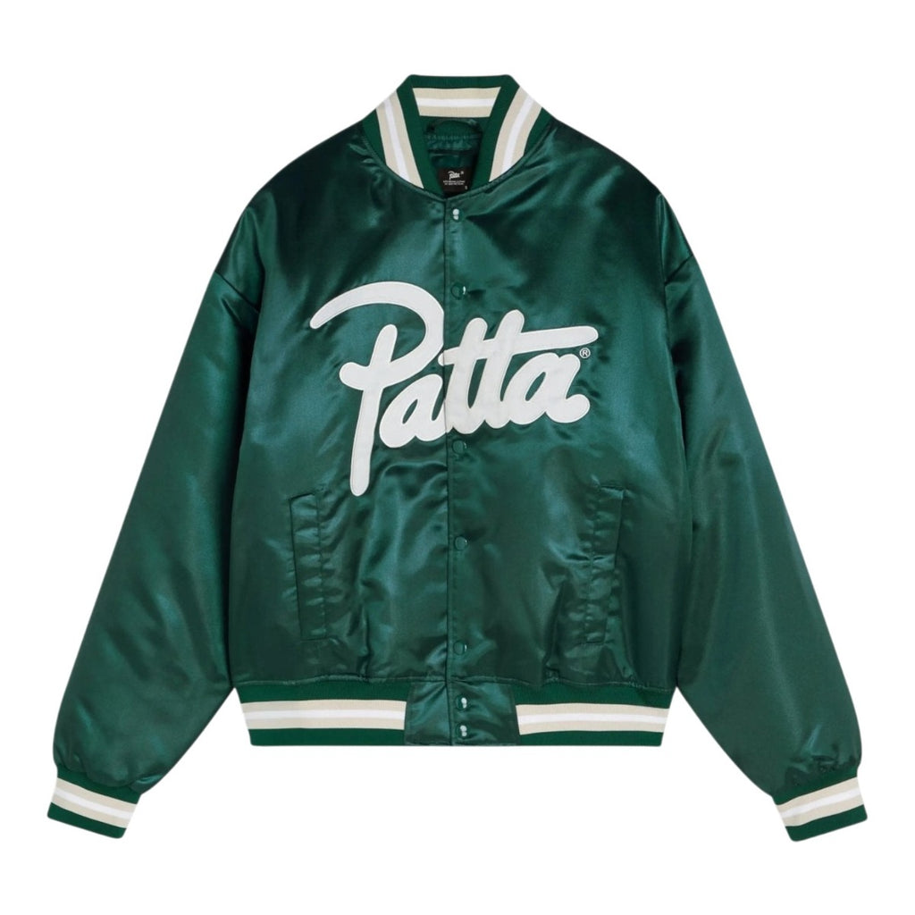 Script  ogo Satin Varsity Jacket Green